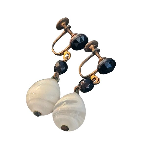 Arabella Bridal Jewelry - Vintage Black/White Bead Drop SET